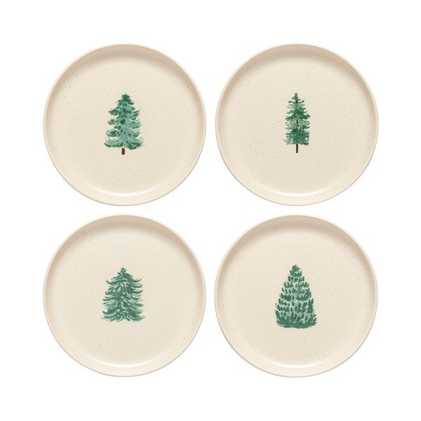 Set di piatti da dolce color crema in gres a tema natalizio 4 pz ø 22 cm Pacifica Christmas Tree – Casafina