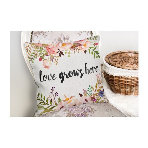 Federa in misto cotone Love Grows Here, 45 x 45 cm - Minimalist Cushion Covers-image-2