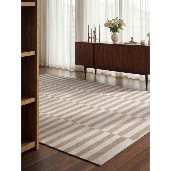 Tappeto bianco/marrone chiaro in lana reversibile/tessuto a mano 200x300 cm Vika – Hanse Home-image-1