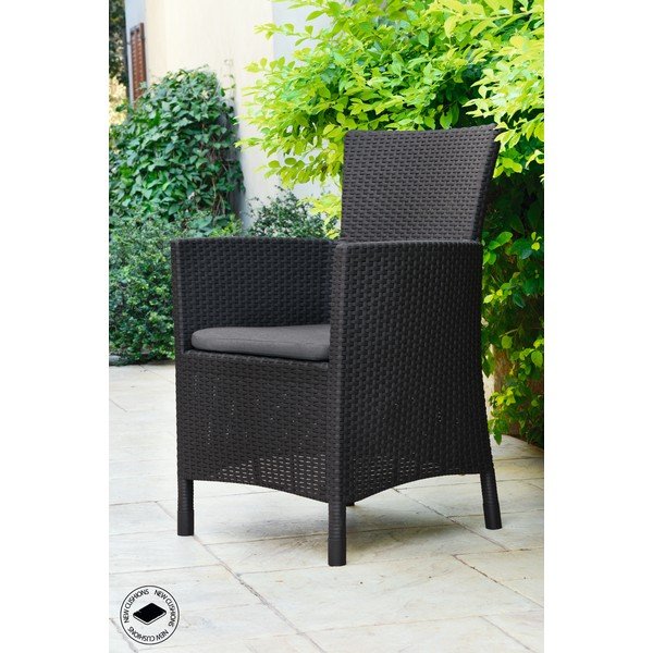 Sedia da giardino in plastica grigio scuro Lowa - Keter-image-3