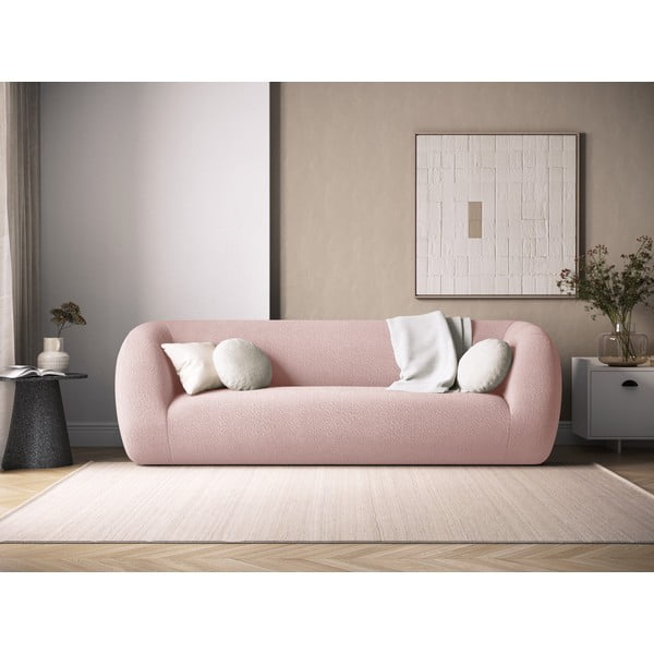 Divano in tessuto bouclé rosa chiaro 230 cm Essen - Cosmopolitan Design-image-1