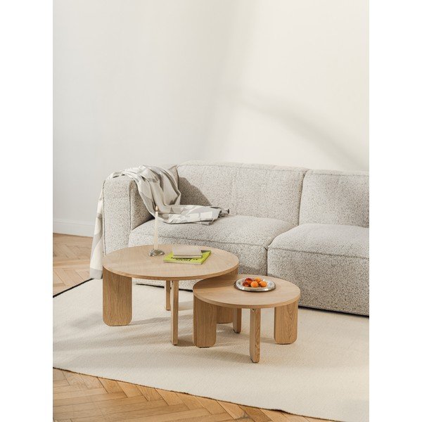 Tavolino da salotto rotondo di colore naturale con piano effetto rovere ø 55 cm Kuvu – noo.ma-image-4