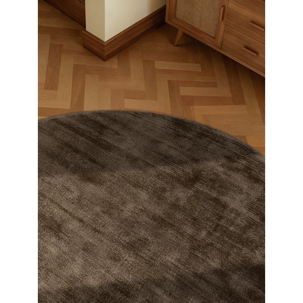 Tappeto rotondo marrone in viscosa tessuto a mano ø 120 cm Noemi – Vikosa-image-3