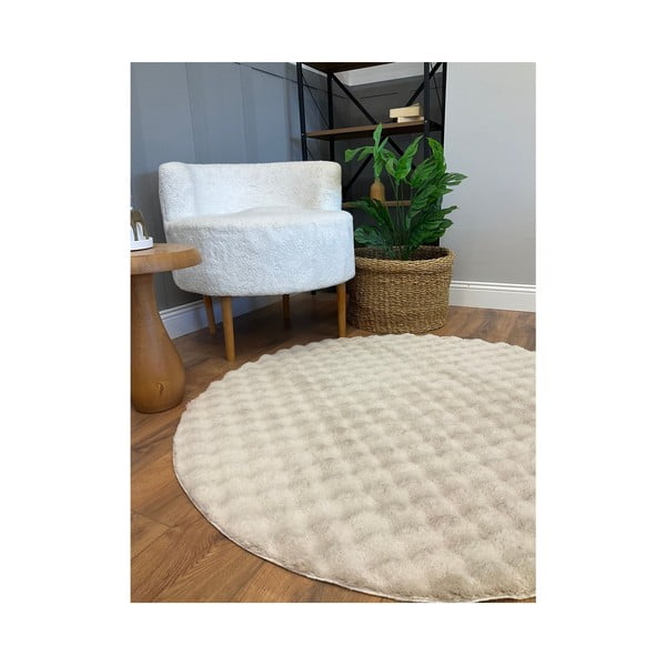 Tappeto beige rotondo lavabile ø 120 cm Bubbly - Oyo Concept-image-3