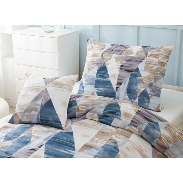 Biancheria da letto blu/marrone in microsatinato per letto singolo 3 pezzi 140x200 cm Eden – JAHU collections-image-1