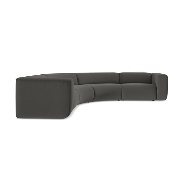 Divano angolare grigio con rivestimento in velluto Ekahi – Makamii-image-2