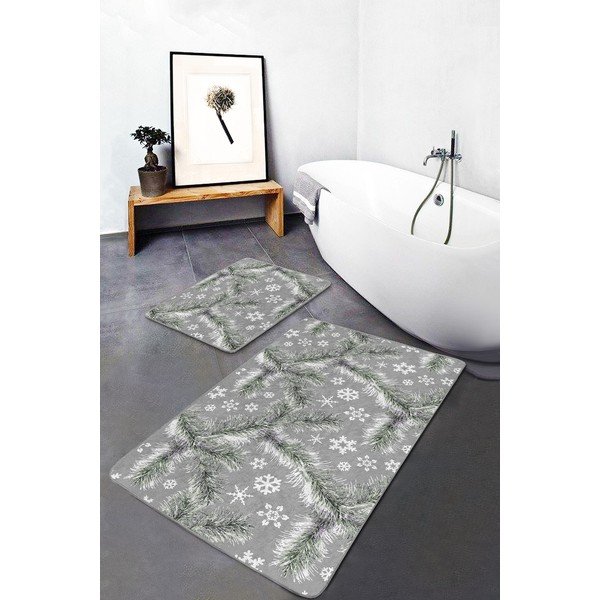 Tappetini da bagno grigi in set da 2 60x100 cm - Mila Home-image-1