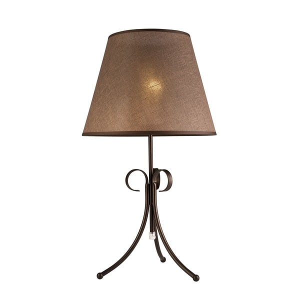 Lampada da tavolo marrone scuro con paralume in tessuto, altezza 55 cm Lorenzo - LAMKUR
