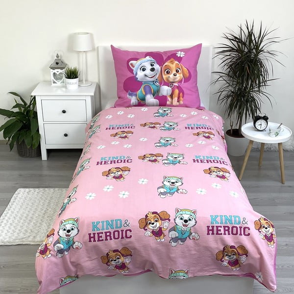 Set copripiumino e federa da bambini rosa in cotone per letto singolo 140x200 cm Paw Patrol "Heroic" – Jerry Fabrics-image-2