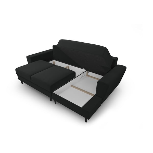 Divano angolare nero allungabile e con contenitore (con penisola a destra/con chaise lounge) con rivestimento in velluto Kyoto – Cosmopolitan Design-image-3