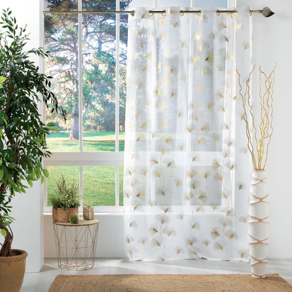 Tenda in voile bianco e oro 140x240 cm Ginkgold - douceur d'intérieur-image-2
