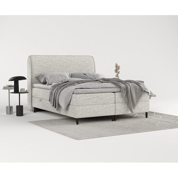 Letto boxspring grigio chiaro con contenitore 180x200 cm Melba - Maison de Rêve-image-4