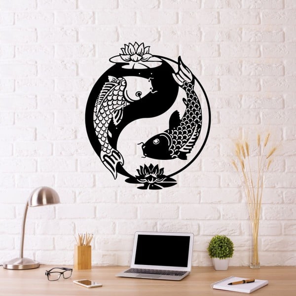 Decorazione da parete in metallo nero Fish , 41 x 49 cm Yin Yang - Wallity