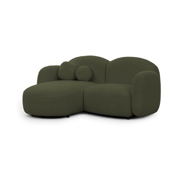 Divano angolare verde (con penisola a sinistra/con chaise lounge) con rivestimento in bouclé Orbit – Ropez