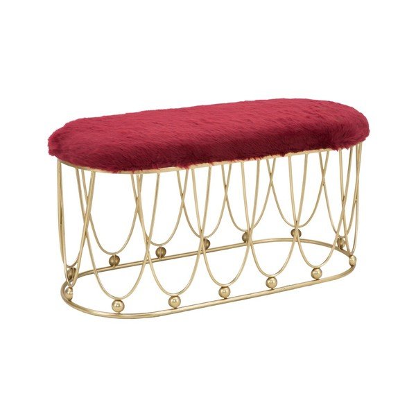 Panca imbottita rosso borgogna con struttura in ferro color oro Amelia - Mauro Ferretti