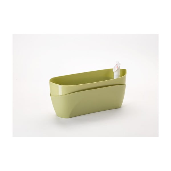 Vaso autoinnaffiante verde pastello Doppio - Plastia