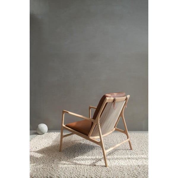 Poltrona in pelle di colore marrone-naturale Dedo - Gazzda-image-2