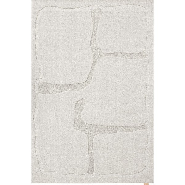 Tappeto in lana grigio chiaro 133x190 cm Morphic Organica - Agnella