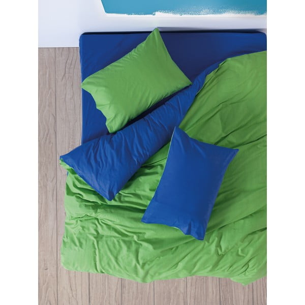 Set copripiumino e federa verde/blu in cotone renforcé per letto matrimoniale/per letto esteso con lenzuolo incluso/4 pezzi 200x220 cm Sage – Mijolnir-image-1