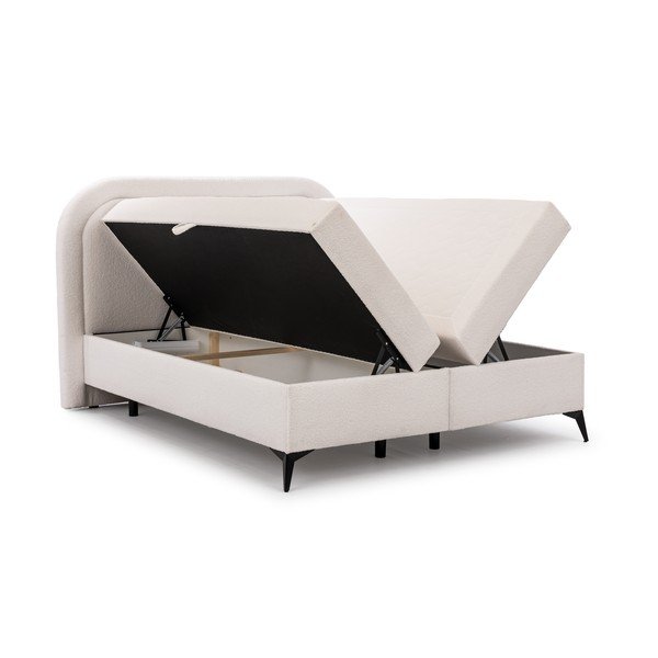 Letto boxspring bianco con contenitore 160x200 cm Ornes – Ropez-image-3