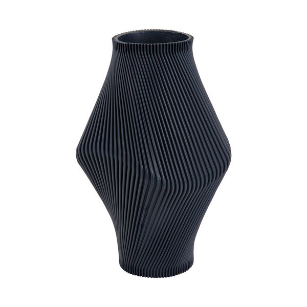 Vaso blu scuro in poliresina (altezza totale 30 cm) Twisted Rib – PT LIVING