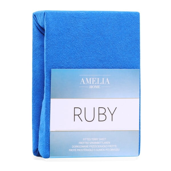 Lenzuolo con angoli blu per letto matrimoniale Siesta, 180/200 x 200 cm Ruby - AmeliaHome-image-2
