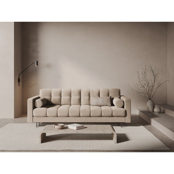 Divano beige allungabile/con contenitore con rivestimento in bouclé 222 cm Bali – Cosmopolitan Design-image-1