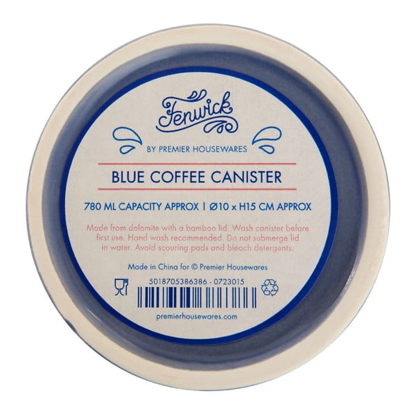 Scatola da caffè blu con coperchio in bambù Fenwick - Premier Housewares-image-1