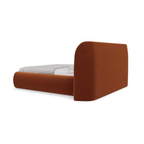 Letto matrimoniale imbottito in terracotta con contenitore con griglia 140x200 cm Hauke - Makamii-image-4