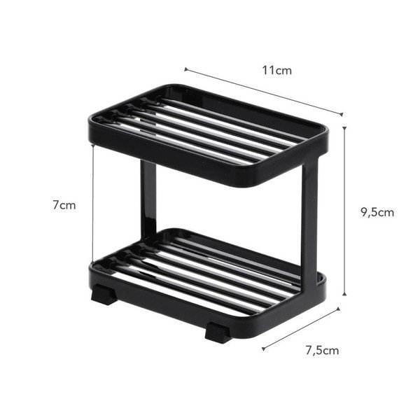 Portasapone a castello nero con vano portaoggetti Tower - YAMAZAKI-image-3