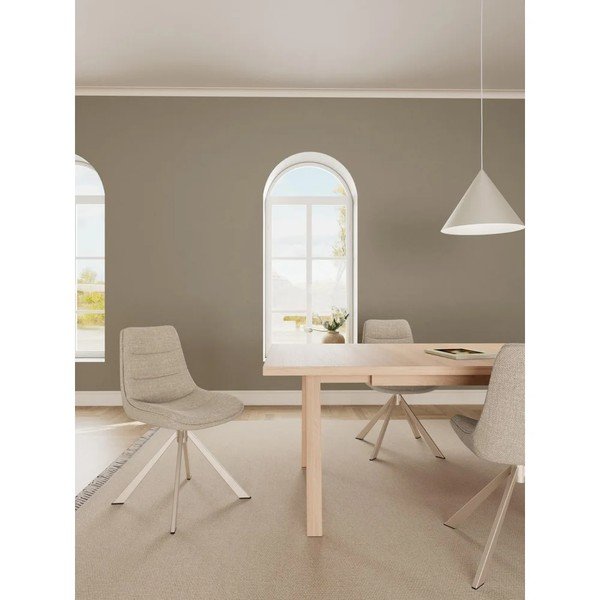 Sedia da pranzo beige imbottito girevole Adisa – Actona-image-1