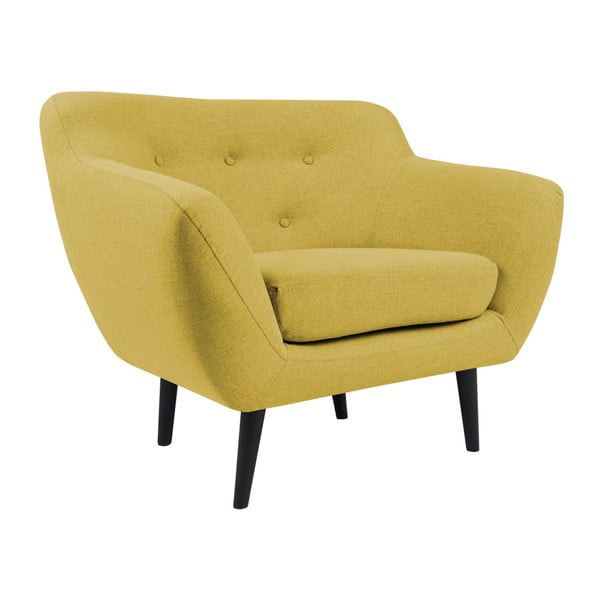 Poltrona gialla con gambe marroni Piemonte - Mazzini Sofas-image-3