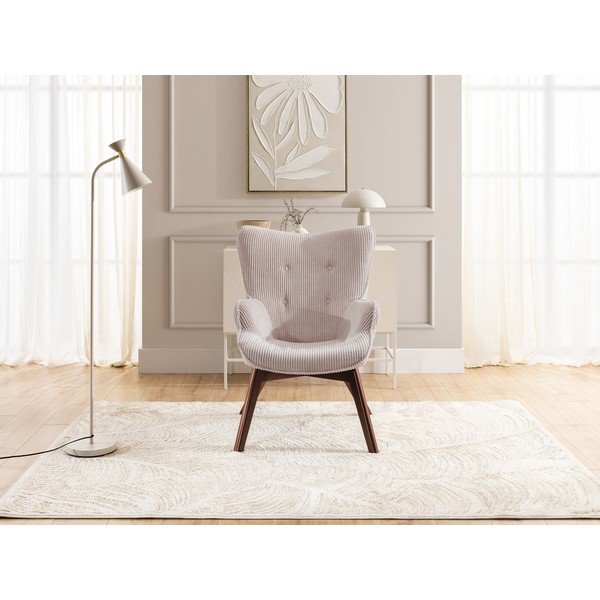 Poltrona rosa chiaro con rivestimento in velluto a coste Niko – Ropez-image-1