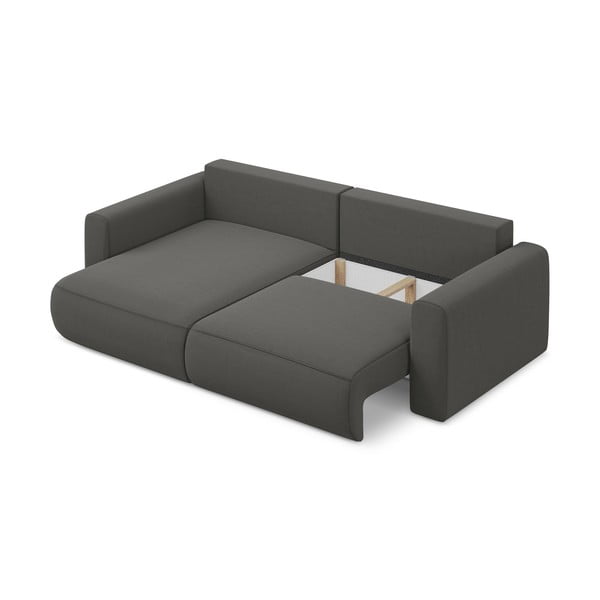 Divano angolare grigio scuro allungabile/con contenitore (con penisola a sinistra/con chaise lounge) con rivestimento in velluto Kapua – Makamii-image-4