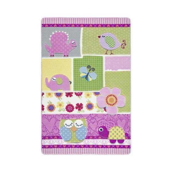 Tappeto rosa per bambini Patchwork, 133 x 190 cm - Confetti