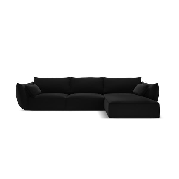 Divano angolare nero (con penisola a destra/con chaise lounge) con rivestimento in velluto Vanda – Mazzini Sofas