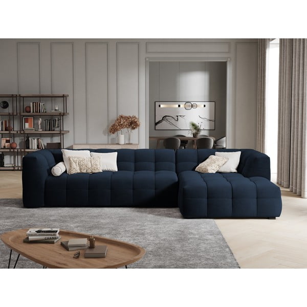 Divano angolare in velluto blu, angolo destro Vesta - Windsor & Co Sofas-image-1