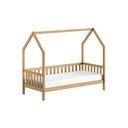 Letto da bambini a forma di casa di colore naturale in rovere massiccio con rete inclusa 90x200 cm Cabane – Vipack