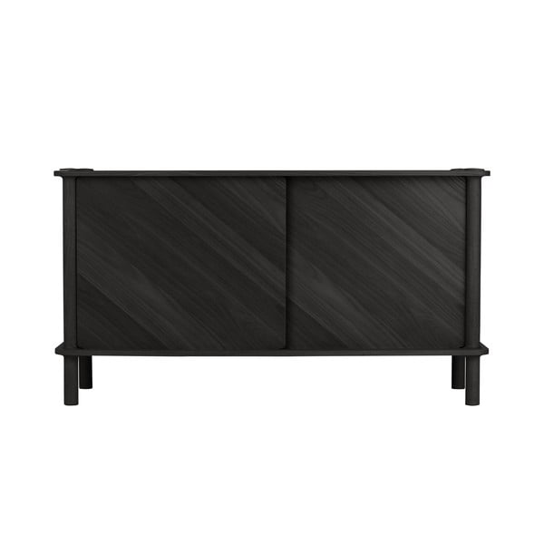Cassettiera nera in rovere massiccio con porte scorrevoli 135x73,5x48 cm Italic – UMAGE-image-1
