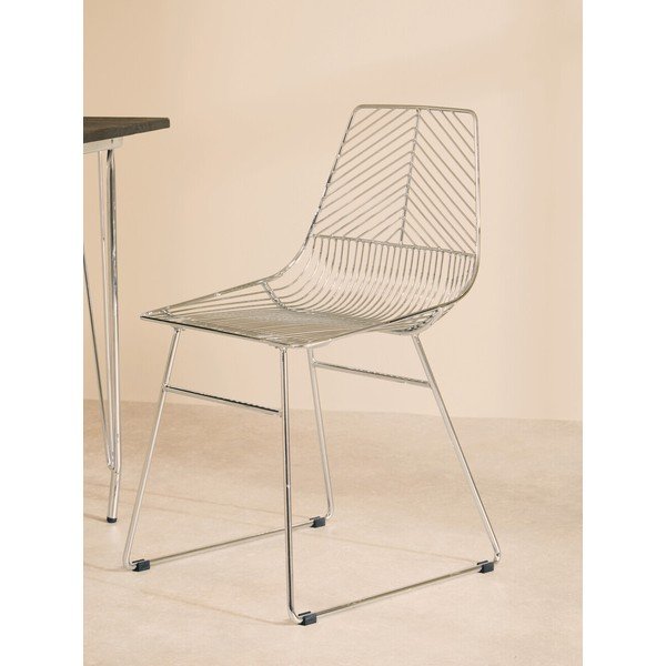 Sedia da pranzo argentata in metallo District – Premier Housewares-image-1