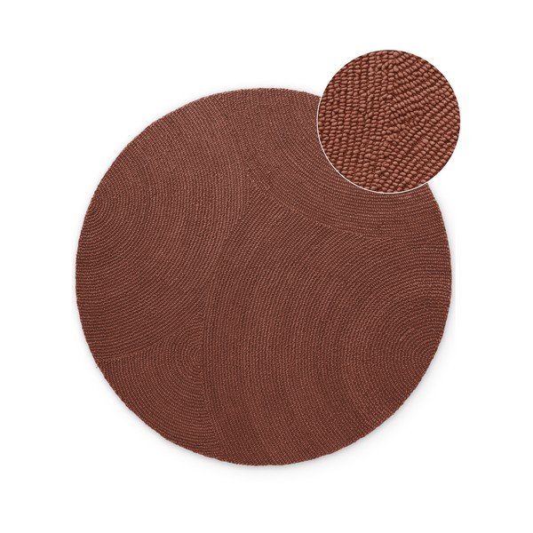 Tappeto rotondo color mattone in lana tessuto a mano ø 150 cm Calmio – Hanse Home