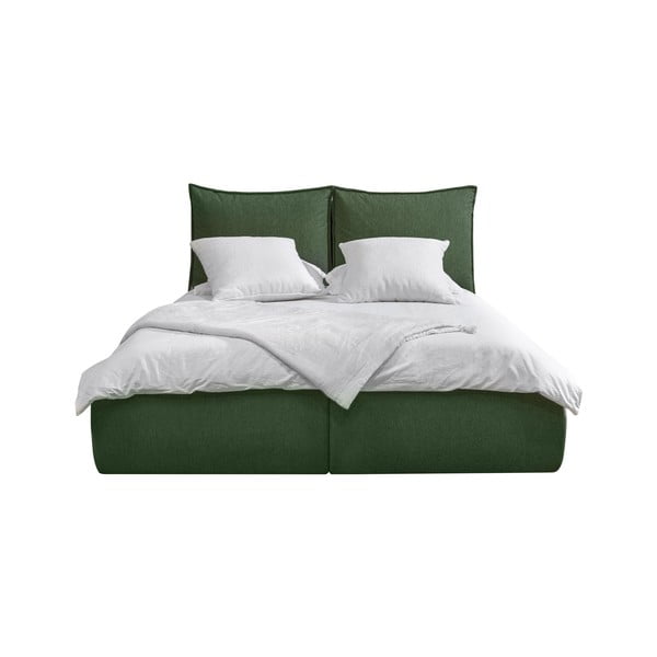 Letto matrimoniale in verde scuro imbottito con spazio contenitivo con griglia inclusa 160x200 cm Garance – Bobochic Paris