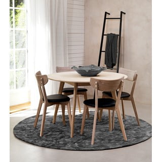 Sedia da pranzo in rovere marrone con seduta nera e Ami - Rowico