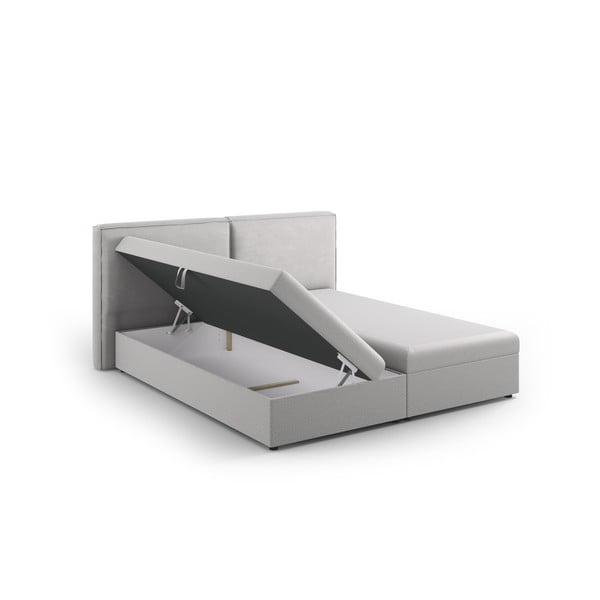 Letto boxspring in grigio chiaro con contenitore 140x200 cm Arendal – Cosmopolitan Design-image-2