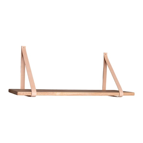 Scaffale in legno con maniglie in pelle , 120 x 20 cm Forno - House Nordic-image-1