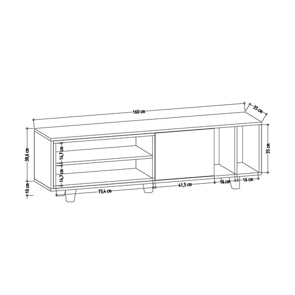 Tavolo TV in rovere bianco/naturale 160x49 cm Rosmar - Kalune Design-image-3
