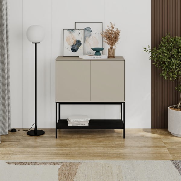 Mobile nero e crema 80x90x40 cm Amira - Marckeric-image-1