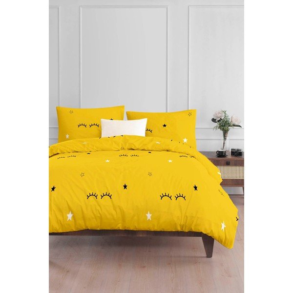 Set copripiumino e federa da bambini giallo per letto singolo 140x200 cm Dide – Mijolnir-image-1
