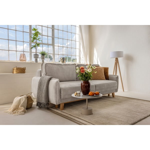 Divano letto in velluto a coste beige 218 cm Tori - Bonami Selection-image-1