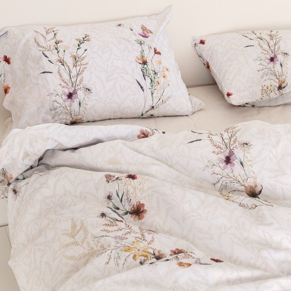 Copripiumino beige in cotone per letto singolo 140x200 cm Wild flowers - Happy Friday-image-3